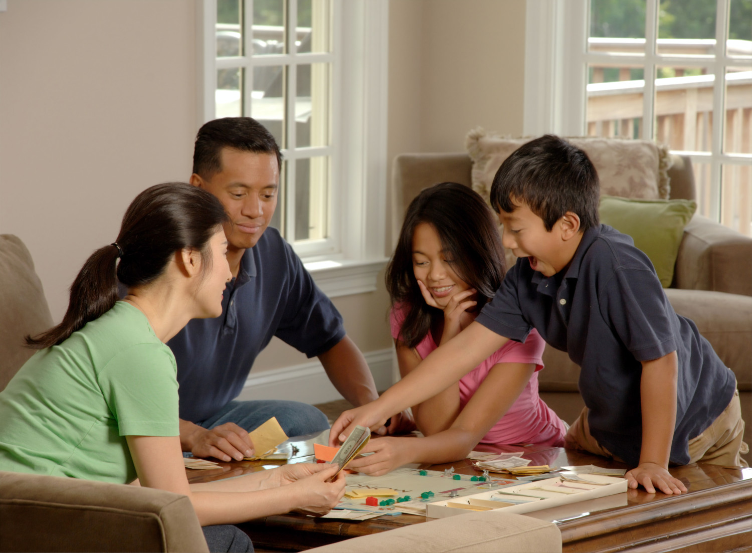family playing games together