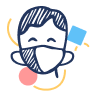 hand drawn image of a child wearing a mask practicing CDC safety guidelines